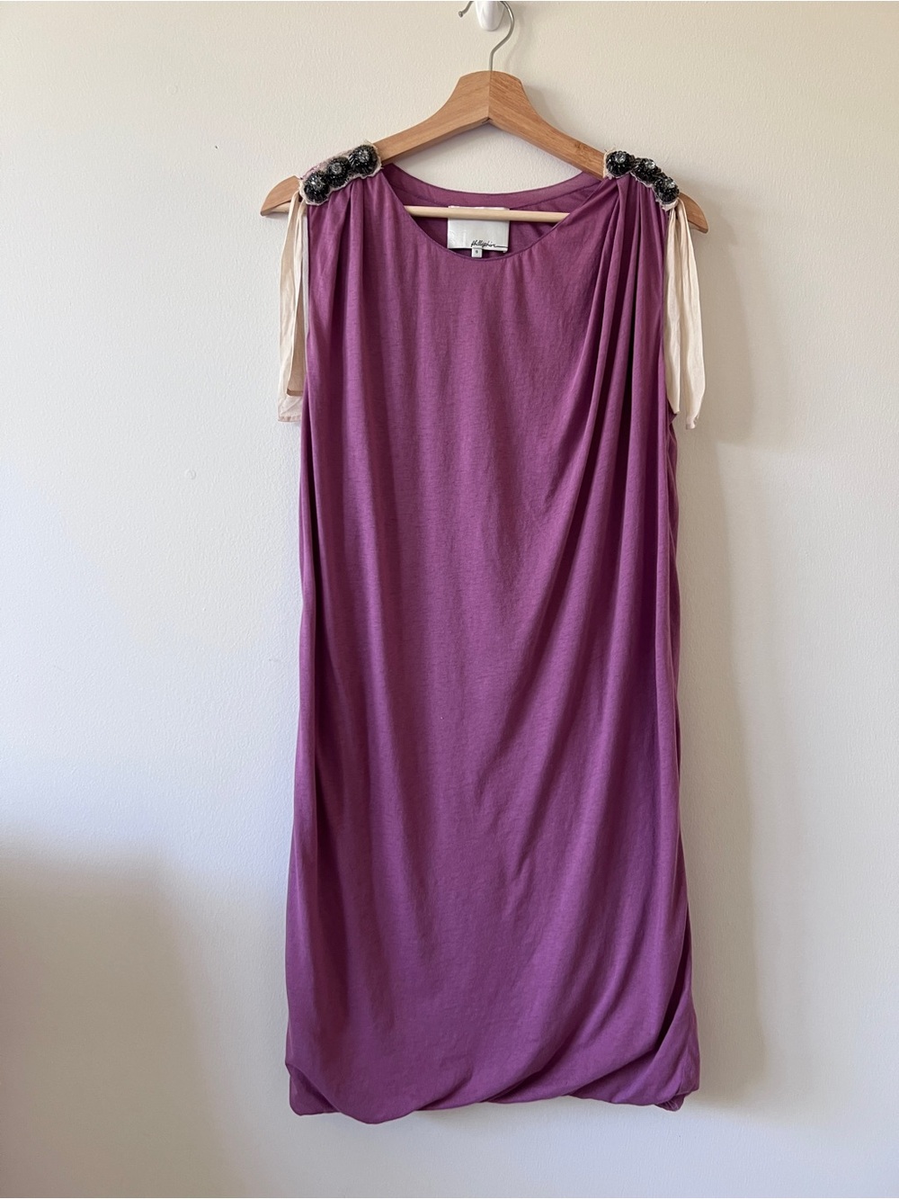 Phillip Lim Sleeveless Purple Shift mini Dress with Shoulder Tie Detail